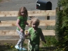 Picking flowers.