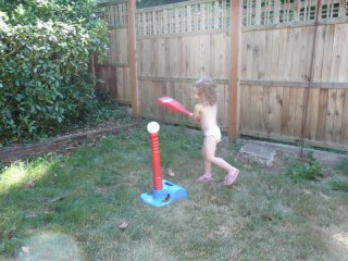 CareBear, mid-swing.