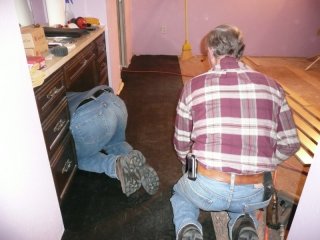 Chris under the vanity.