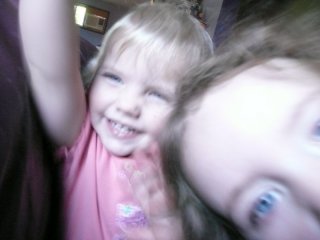 Making silly faces.