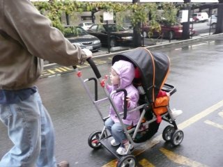 Out in the rain.