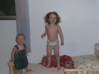 Who's jumping on the bed?