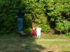 Picking berries in the back yard.