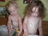 Coloring with stickers.