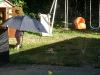CareBear and the sprinkler.
